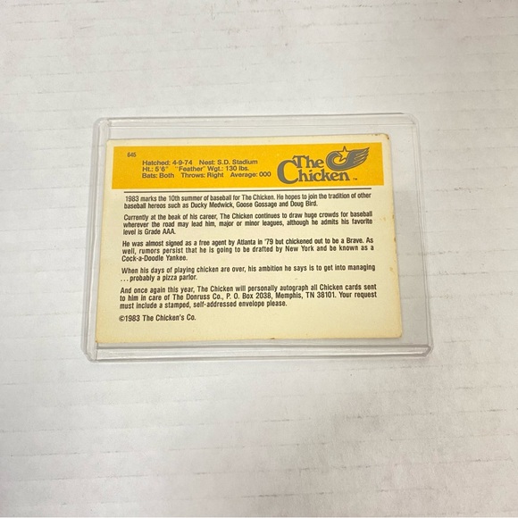 The Chicken Baseball Card - Picture 3 of 5